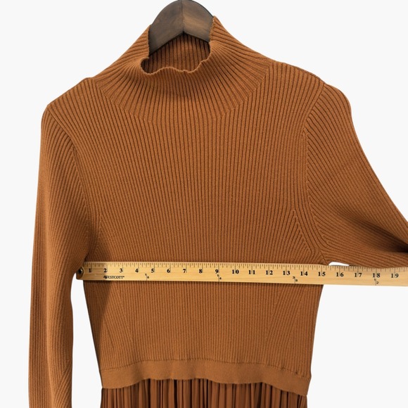 Anthropologie Burnt Orange Layered Mock Neck Sweater Maxi Dress - Picture 9 of 11